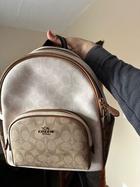 Coach Mini Backpack in Beige and Tan Signature Canvas
